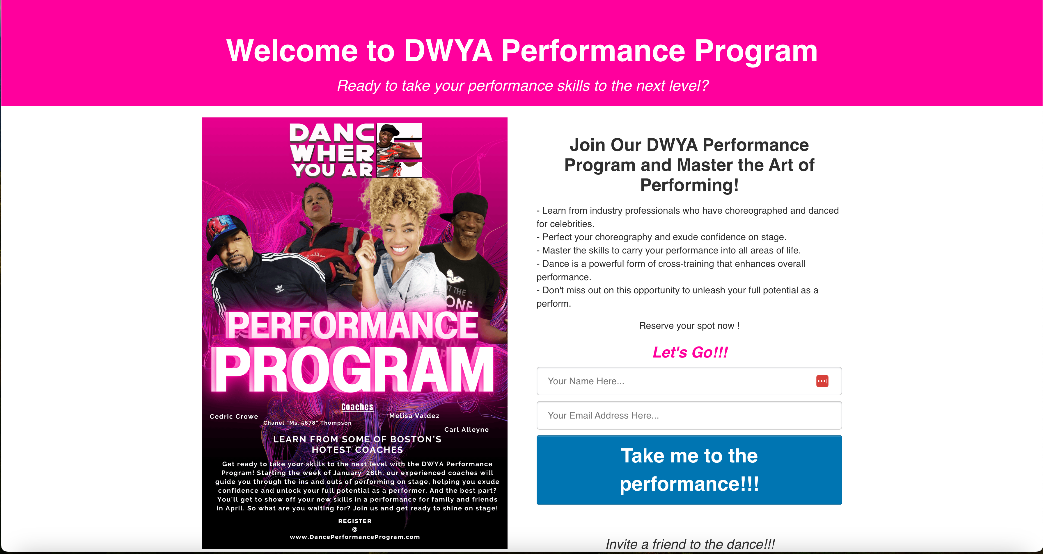 DWYA Dance Performance Program